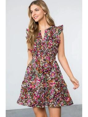 THML Addison Floral Multicolor Dress Women’s Size XS Spring Easter